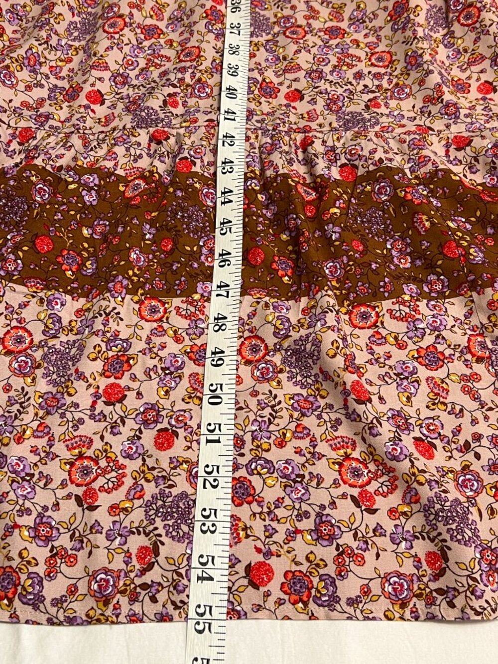 Southern Cotton Floral Boho Maxi Dress Medium Pink Brown Tiered Prairie Cottagec - Picture 8 of 8